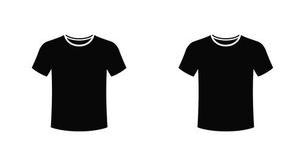 Simple black t shirt design mockup with two identical garment illustrations