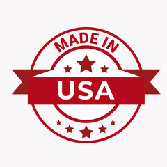 Vector art of a red and white emblem with the text made in usa this emblem signifies products manufactured in the united states, representing quality and origin