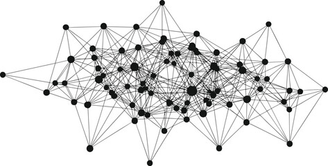 Abstract neural network connection structure, digital communication background, data visualization lines and nodes, artificial intelligence web pattern illustration