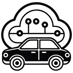 car cloud connection icon  thin line style .eps