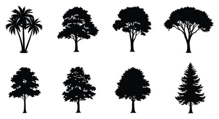 Collection of various silhouetted trees and tropical vegetation designs © IMkM00i76
