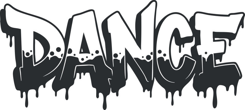 Stylish graffiti artwork featuring the word dance in a vibrant and energetic design. - Powered by Adobe