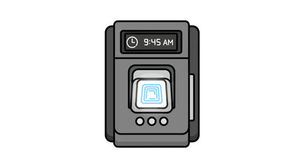 Obraz premium Gray Digital Time Clock with Fingerprint Scanner.