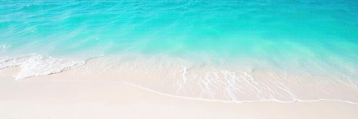 Turquoise Ocean Waves Gently Lap Pristine White Sandy Beach Mesmerizing Summer Vacation Scene