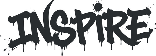A bold graffiti style word 'INSPIRE' showcasing urban creativity and artistic expression.
