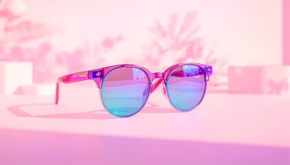 Colorful sunglasses displayed in a bright and vibrant setting