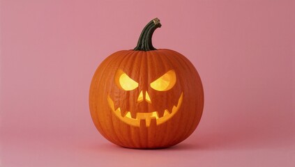 Glow-in-the-dark pumpkin on pink background for Halloween