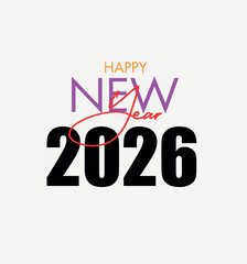 Happy New Year 2026 Typography Design – Modern Festive Greeting Text