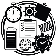 productivity icons  alarm clock  task list  calend.eps