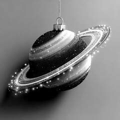 Beautiful planet ornament hanging against a smooth background during the festive holiday season