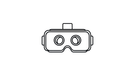 Simple Black and White Outline of VR Headset.