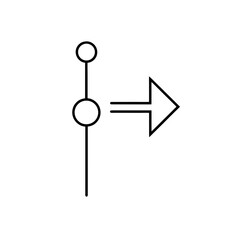 Schematic symbol with an arrow on transparent background