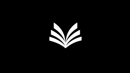 Naklejka premium Abstract white open book icon against black background for education concepts
