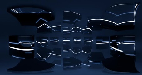 Glowing Geometric Shapes in Dark Abstract Scene looping animation 360 vr - Powered by Adobe