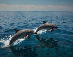 Naklejka premium two dolphins jumping