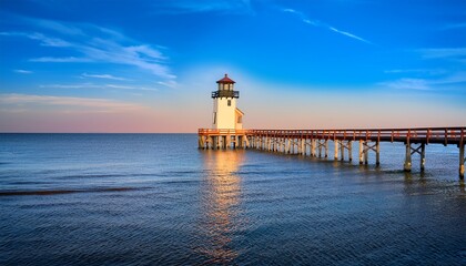 lighthouse and pier in the sea beau rivage biloxi harrison county mississippi usa