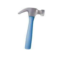 A classic claw hammer as a 3D render vector illustration. A simple graphic of a hand tool for construction, carpentry
