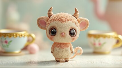 A charming and precious collectible toy character, meticulously crafted with soft textures and a gentle, innocent expression, perfect for character design.

