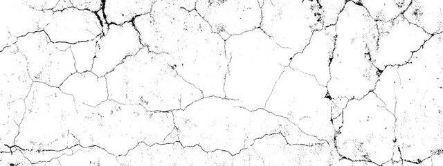 Vector Black and white cracked wall, old wall, grunge wall paint effect, grungy transparent texture background. Vector grunge cracked texture style with cracked texture. 
