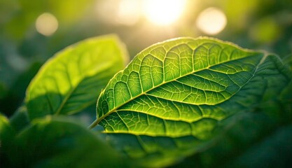 Fresh Nature Green Leaf Macro Texture