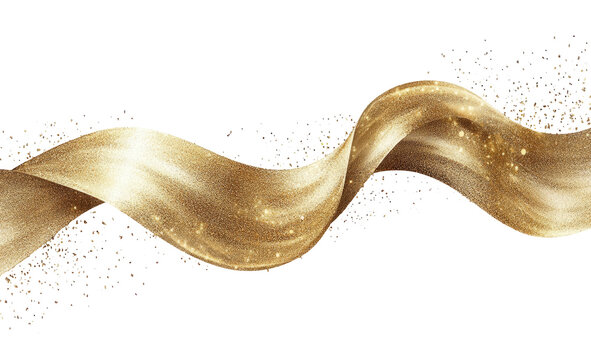 Flowing gold ribbon with sparkling accents on a dark background - Powered by Adobe