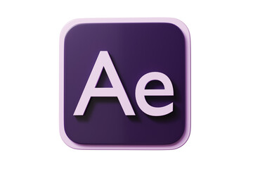 3d ae app button icon. motion graphics vfx concept. Minimal cartoon motion design compositing animation logo for app store banner. isolated on white background. 3d render.