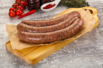 Raw beef and lamb sausages