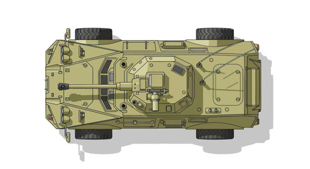 Top-Down View of a Camouflaged Military Armored Vehicle. © wong