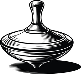 Spinning Top Illustration, Vintage Toy Design, Classic Childhood Icon Art.