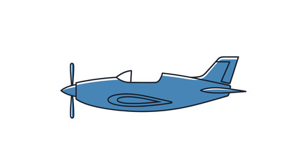 Blue Cartoon Airplane with Propeller and Tail Fin.