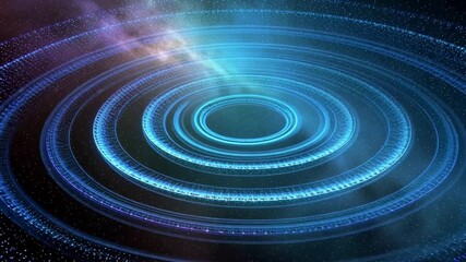 Stunning digital energy field pulsating in space, futuristic abstract design with vibrant blue light and swirling core. ai generative video - Powered by Adobe