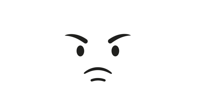 Simple Black Line Drawing of an Angry Face Emoji.