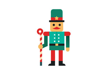 Festive toy soldier nutcracker holding a candy cane