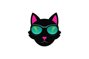 Cyberpunk cat with glowing neon goggles