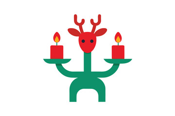 Christmas reindeer shaped candle holder decorative illustration