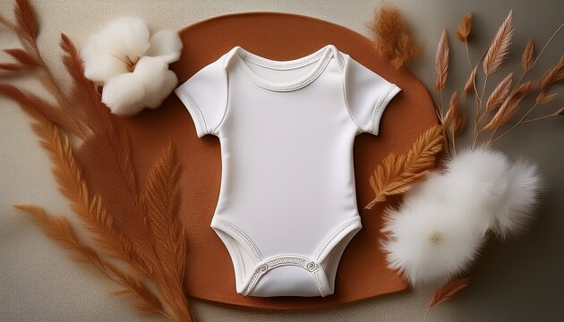 plain white babo bodysuit mockup flatlay generative ai