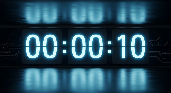 Digital countdown timer showing ten seconds remaining  