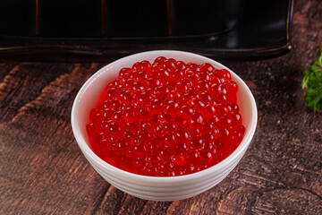 Salmon red caviar in the bowl