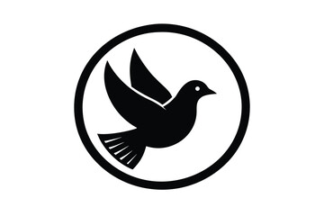 Obraz premium Circular peace dove outline illustration on white background