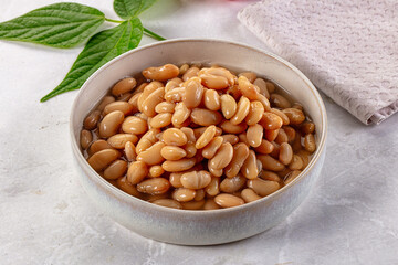 Canned white kidney beans in the bowl