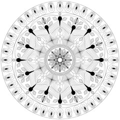 Intricate floral mandala with ornamental lace pattern in vintage round design