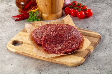 Raw beef burger cutlet for grill