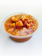 Fresh Rujak Cuka Bandung Traditional Culinary Delight Served in a Plastic Bowl