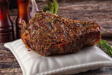 Baked beef steak on the bone