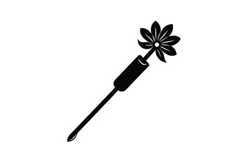 Screwdriver with a delicate flower on a clean white background