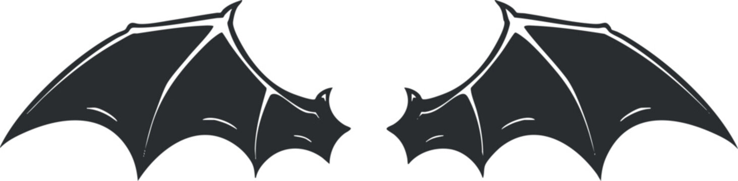 Stylized bat wings illustration perfect for Halloween or gothic themed designs.