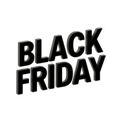 Black Friday Sale Event Promotion 3D Render Isolated on Transparent Background