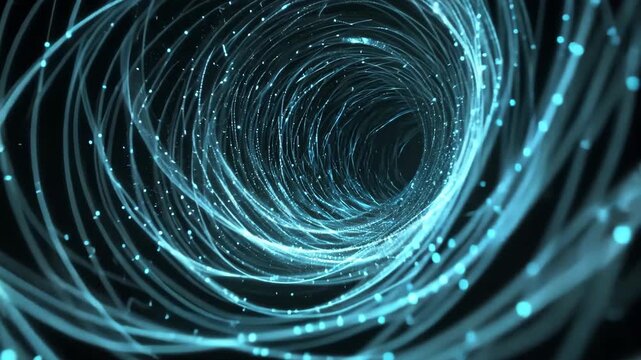 Data Flow Vortex with Glowing Particles