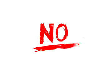 Red handwritten no text symbol isolated on transparent background