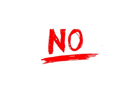 Red handwritten no text symbol isolated on transparent background